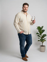 Men Plus Size Solviero Multi Striped Shirts