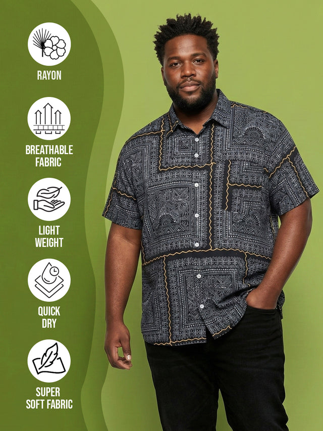 Men Plus Size Sector Multicolor Printed Casual Shirt