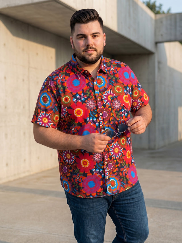 Men Plus Size Iridescent Multi Printed Shirts