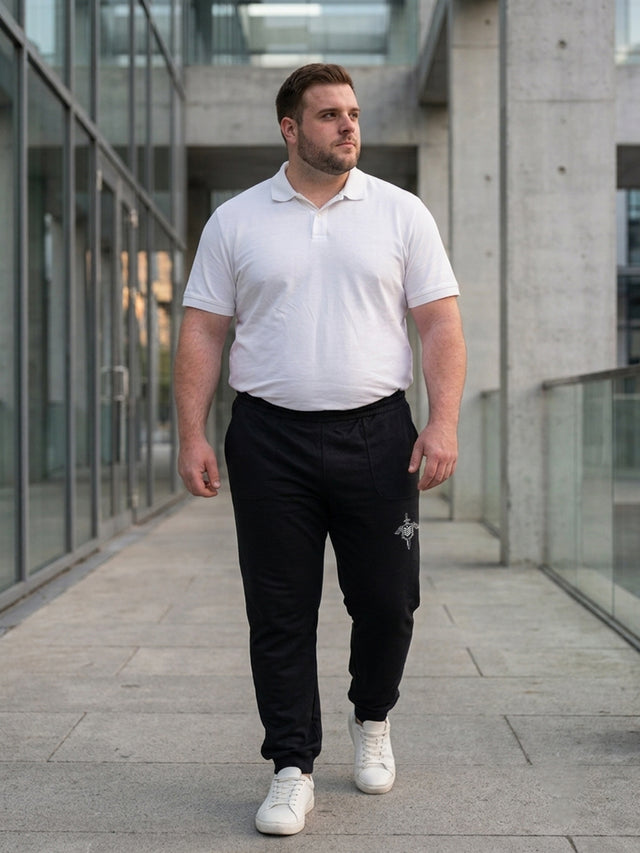 Men Plus Size Zorvilo Black Solid Trackpants