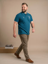 Men Plus Size Thom-Teal Solid Polo Tshirt