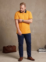 Men Plus Size Goldra Yellow Printed Polo Tshirt