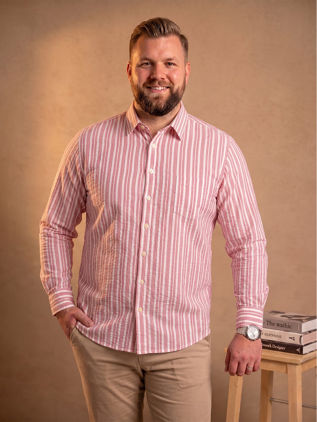 Men Plus Size Berryweave Red Check Shirts