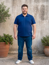 Men Plus Size Zorin Blue Solid Polo