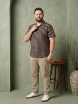 Men Plus Size Coffeescape Multi Striped Shirts