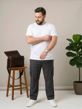 Men Plus Size Slatesmith Grey Solid Trackpant