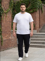 Men Plus Size Xeric Black Solid Trackpants