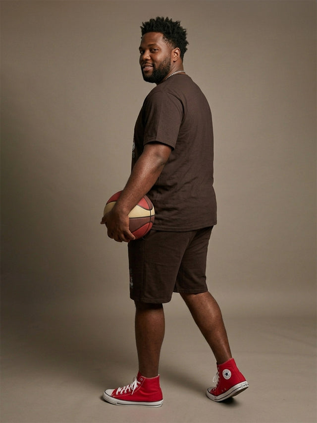 Men Plus Size Kickster Brown Printed Co-Ords