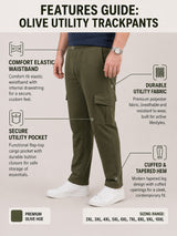 Men Plus Size Garrison Olive Solid Trackpants