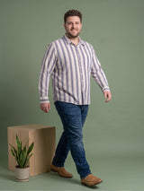 Men Plus Size Strivano Multi Striped Shirts