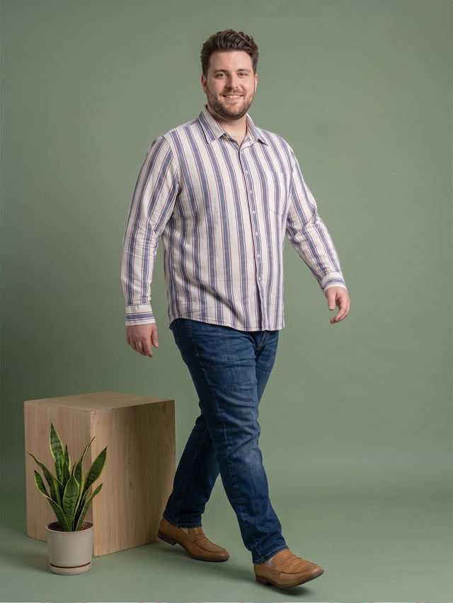 Men Plus Size Strivano Multi Striped Shirts