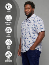 Men Plus Size Facet Multicolor Printed Casual Shirt