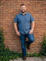 Men Plus Size Pelagos Blue Striped Shirts