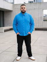 Men Plus Size Cathal Blue Striped Shirts