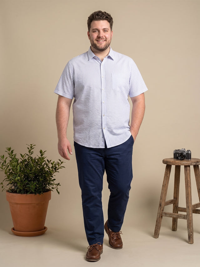 Men Plus Size Placid Multi Textured Shirts