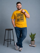Men Plus Size Ideastorm Yellow Printed Round Neck