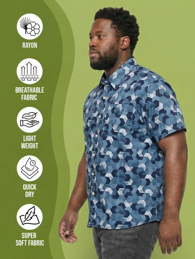 Men Plus Size Tessar Multicolor Printed Casual Shirt