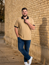 Men Plus Size Sandorix Beige textured Polo Tshirts