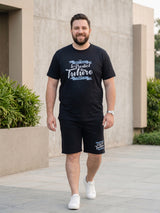 Men Plus Size Destiny Black Printed Co-Ords