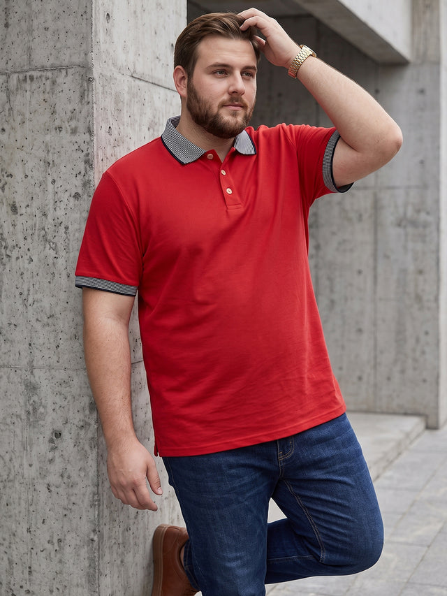 Men Plus Size Rush-Red Red Solid Polo Tshirts