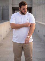 Men Plus Size Vaporcrew White Solid Round Neck