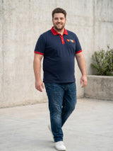 Men Plus Size Assorted Navy Blue Solid Polo