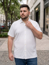 Men Plus Size Elrovo White Self Design Shirts