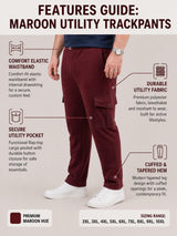 Men Plus Size NightThread Maroon Solid Trackpants