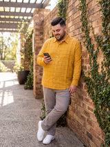 Men Plus Size Naoise Mustard Check Shirts