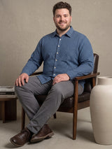 Men Plus Size Stormstripe Navy Blue Striped Shirts