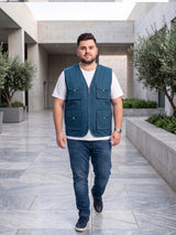 Men Plus Size Drift-Teal Solid Teal Utility Jacket