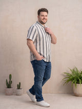 Men Plus Size Stripesafari Multi Textured Shirts