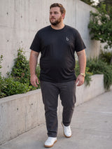 Men Plus Size Vaporcrew-Black Black Solid Round Neck