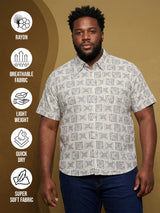 Men Plus Size Basalt Multicolor Printed Casual Shirt