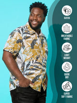 Men Plus Size Foliage Multicolor Printed Casual Shirt