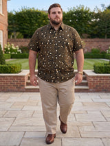 Men Plus Size Xzlum Floral Printed brown Shirt