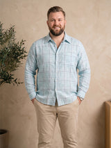 Men Plus Size Aquavelle Sky Blue Check Shirts
