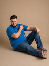 Men Plus Size Skyrogue Blue Printed Round Neck