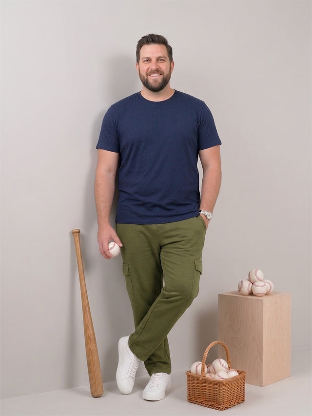 Men Plus Size Garrison Olive Solid Trackpants