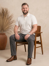 Men Plus Size Elegant White Striped Polo Tshirt
