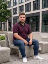 Men Plus Size Zorathn Wine textured Polo Tshirts