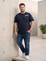 Men Plus Size Flashfocus Black Printed Round Neck
