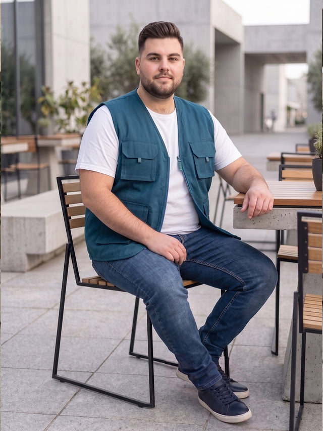 Men Plus Size Drift-Teal Solid Teal Utility Jacket