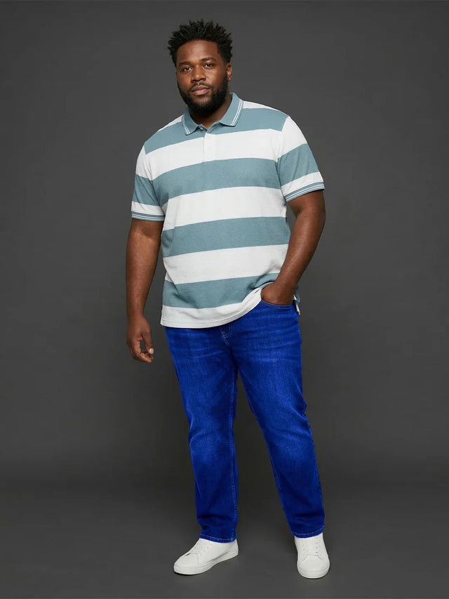 Men Plus Size Seabreeze Multicolor Textured Polo Tshirt