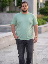 Men Plus Size Vaporcrew-Mint Green Solid Mint Green Round Neck