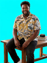 Men Plus Size Foliage Multicolor Printed Casual Shirt