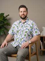 Men Plus Size Sketchgrid Multi Printed Shirts