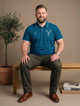 Men Plus Size Thom-Teal Solid Polo Tshirt