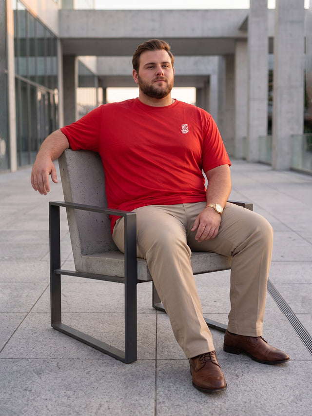 Men Plus Size Hiddenmist-Red Solid Red Round Neck Tshirt