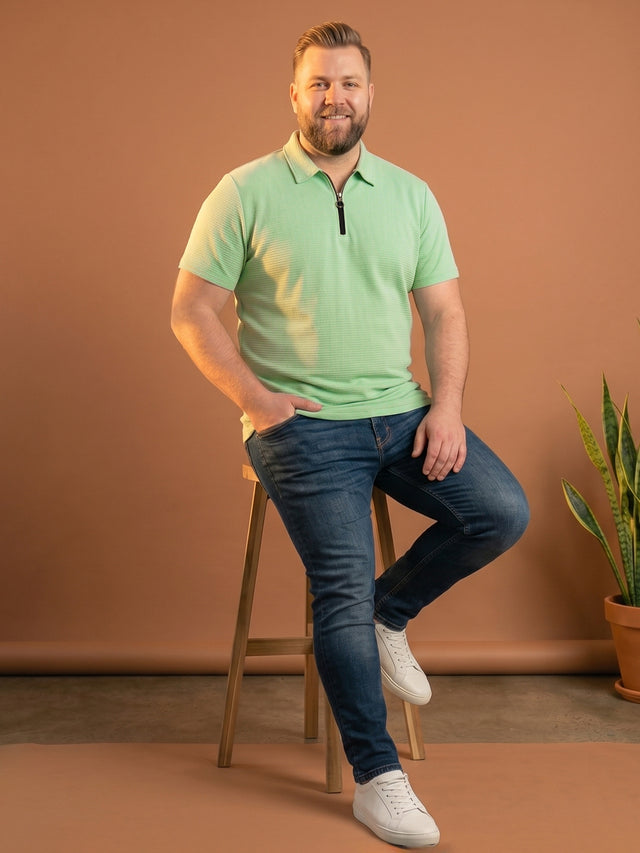 Men Plus Size Nuvia Green Solid Polo